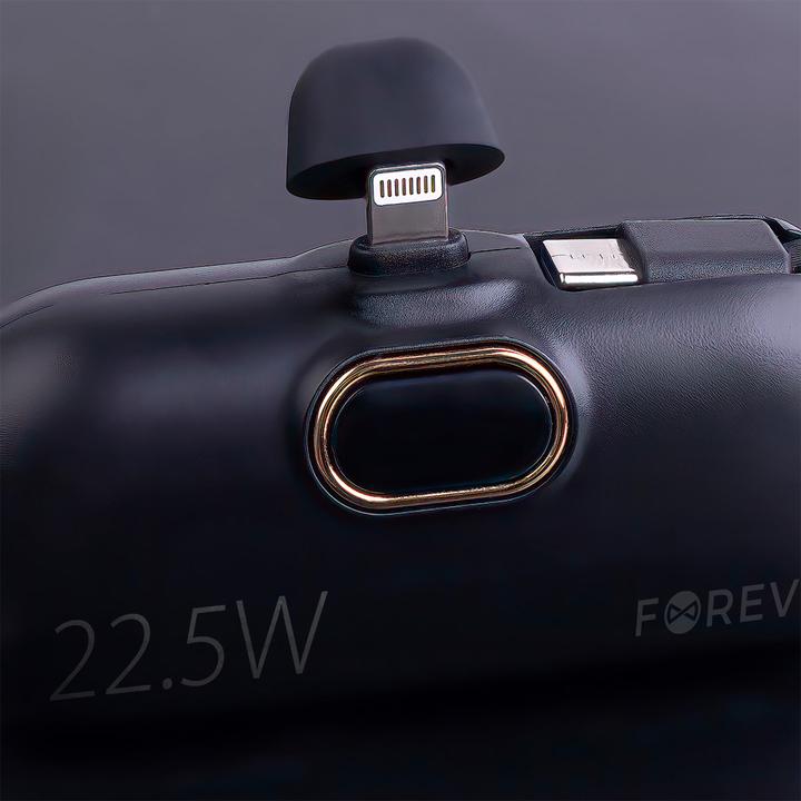 Actual product image Forever mini power bank MTB-100 22.5W 5000 mAh Lightning black (5000 mAh, 22.50 W, 18.50 Wh)