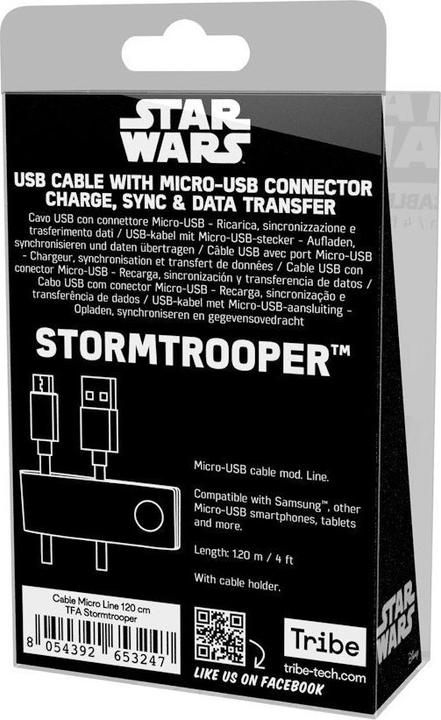 Produktbild Tribe Line - Microusb Cables - 1,2 M (4ft.) - Strormtrooper (1.20 m, USB 2.0)