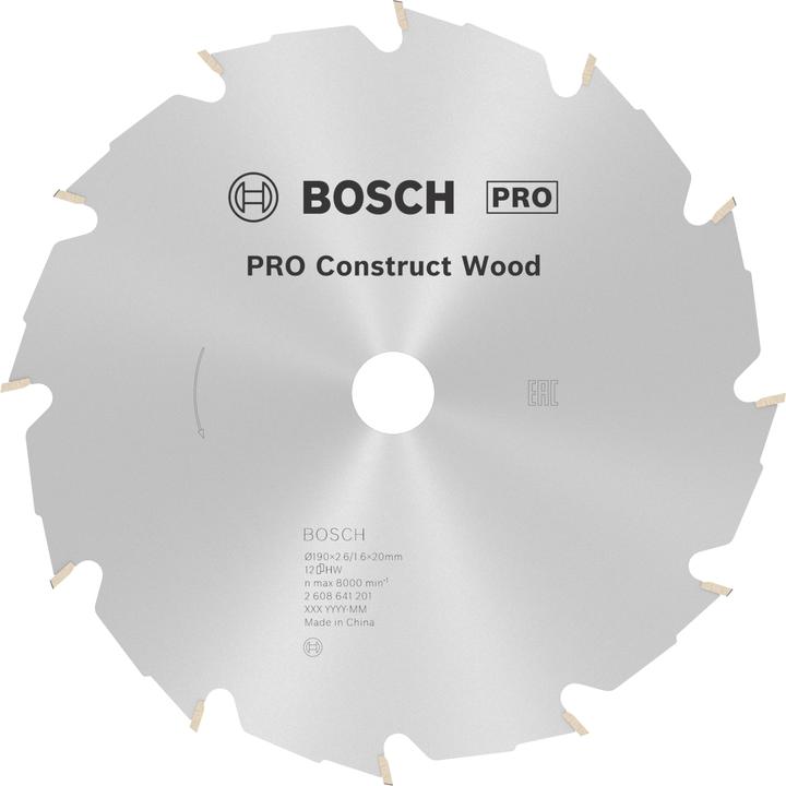 Produktbild Bosch Professional Zubehör PRO Construct Wood Kreissägeblatt, 190 x 2,6 x 20 mm