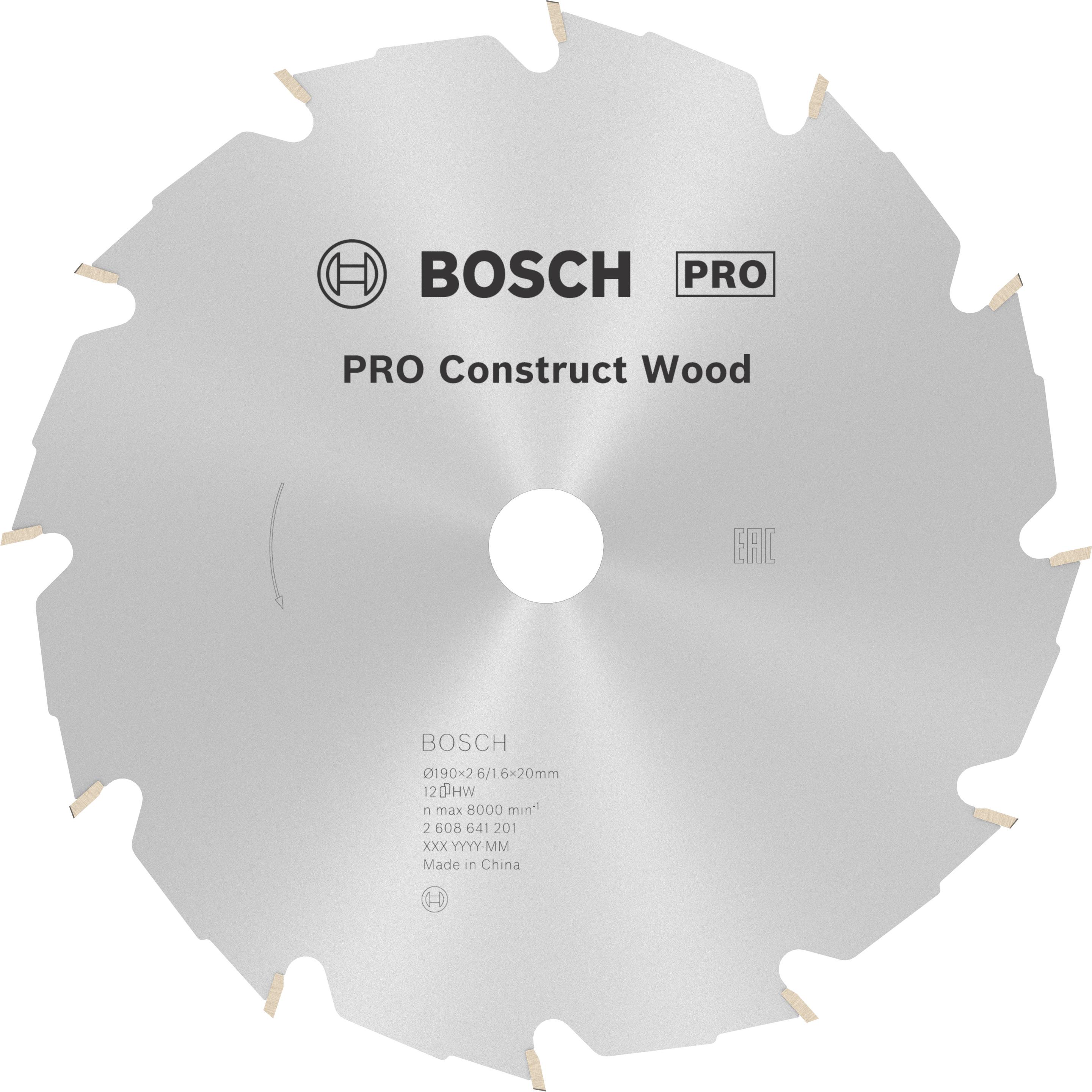 Thumbnail - Bosch Professional Zubehör, Sägeblatt, PRO Construct Wood Kreissägeblatt, 190 x 2,6 x 20 mm