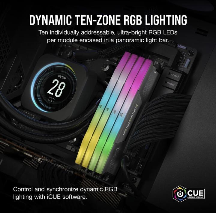 Actual product image Corsair D564GB 6000-40 Vengeance RGB bk K2 COR (2 x 32GB, 6000 MHz, DDR5 RAM, DIMM)