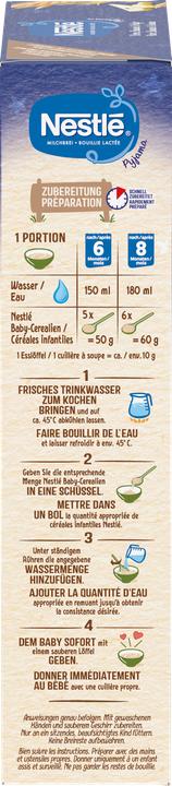 Nährwerte und Zutaten Nestlé Milchbrei Pyjama Birne, Banane & Hafer (450 g)