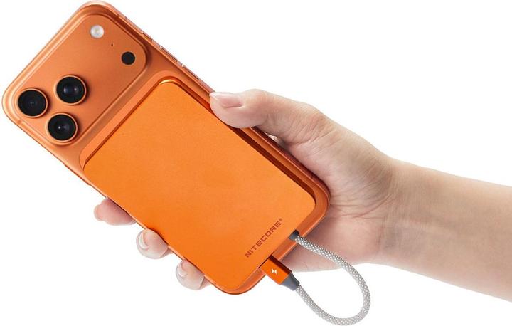 Actual product image Nitecore POCKET 5 Magnetic Ultra Thin Power Bank Alloy Orange (5000 mAh, 22.50 W)