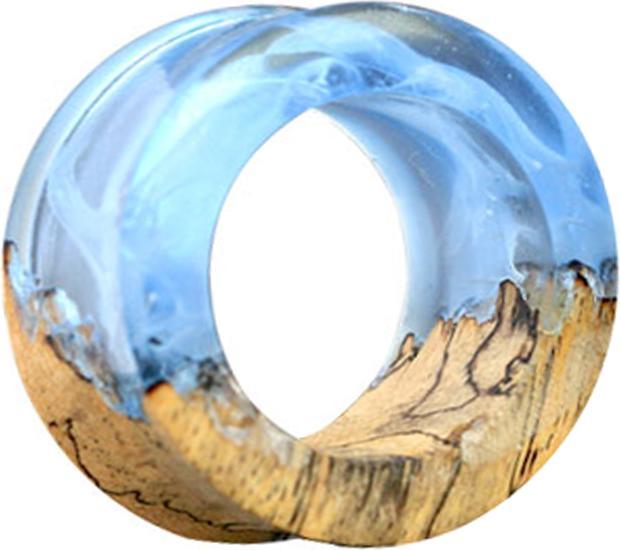 Actual product image Star Piercing Flared tunnel dyeing epoxy blue from tamarind wood (without brass, Organic)