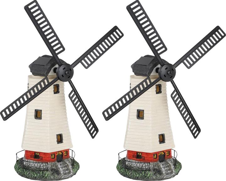HI 2er-Set Solar-WindmÃ¼hle mit beleuchteten Fenstern