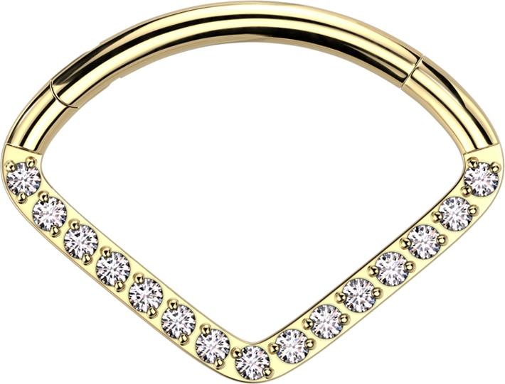 Produktbild Star Piercing Micro Segmentring klappbar vergoldet Fächer Kristall silber (ohne Messing, Titan G23)