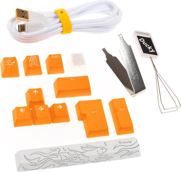 Actual product image Ducky One 3 Aura White TKL Gaming Keyboard, RGB LED - MX-Silent-Red (DE, Cable)