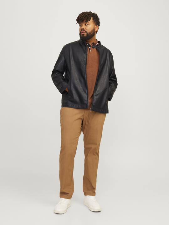 Actual product image Jack & Jones Plus Size Leather Jacket Leather Jacket (7XL)