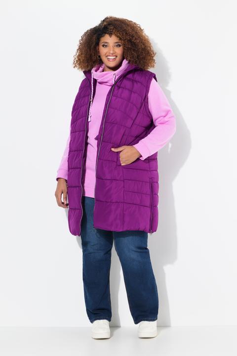 Image du produit Ulla Popken Gilet matelassé, col montant et capuche. Silhouette en A. Matière recyclée. (50, 52)