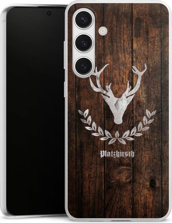 Produktbild DeinDesign Slim Case für Samsung Galaxy S24+ Silikon Hülle Ultra Dünn Handyhülle Hirsch Holz Holzoptik (Samsung Galaxy S24+)
