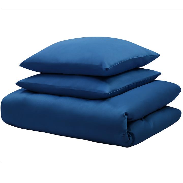 Actual product image Beliani Bed Linen Set dark blue cotton satin 220 x 240 cm HARMONRIDGE (Bedding set, 220 x 240 cm)