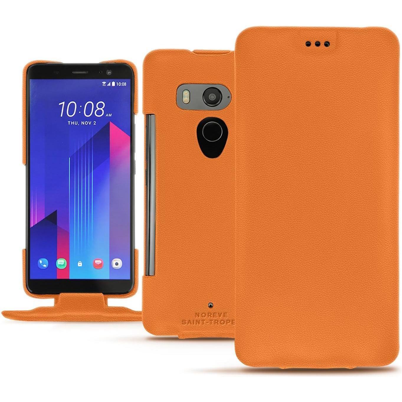 Thumbnail - Noreve Lederschutzhülle vertikal (HTC U11+), Smartphone Hülle, Orange