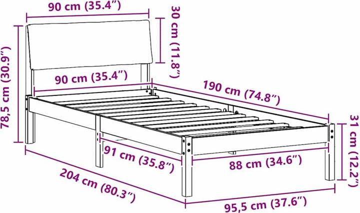 Image du produit vidaXL Plattformbett (90 x 190 cm)