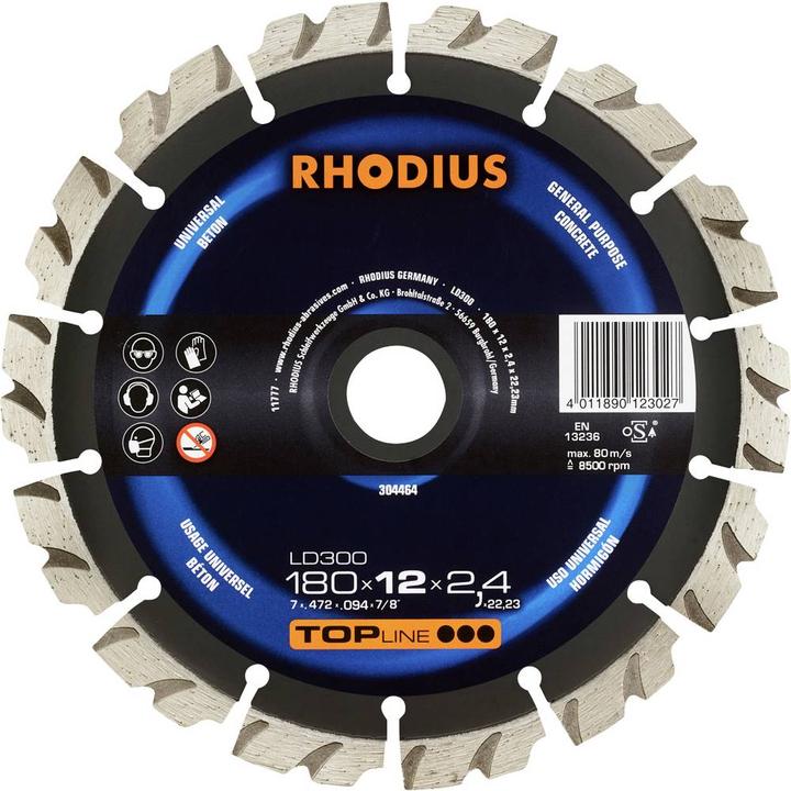Actual product image Rhodius TOPline LD300 diamond cutting disc 180 x 12.0 x 2.4 x 22.23 mm