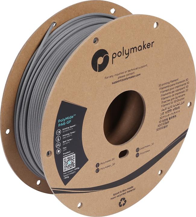 Produktbild Polymaker PolyMide PA6-GF Grey 2.85mm 500g (PA-GF, 2.85 mm, 500 g, Grau)