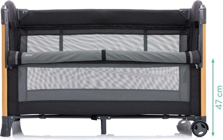Image du produit Fillikid Lit d'appoint de voyage Cadiz noir avec finition bois (60 x 120 cm)
