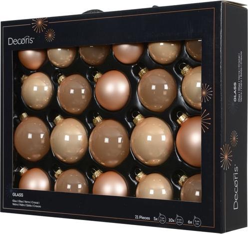Produktbild Kaemingk Christbaumkugeln - 21 Stück - aus Glas - ø ca. 5-7 cm - braun/pfirsisch (21-teilig)