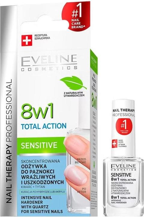 Actual product image Eveline Cosmetics - Sensitive 8 In 1 Total Action Intensive Nail Hardener - Nail Hardener 12 Ml (12 ml)