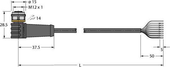 Produktbild Turck Aktuator- und Sensorleitung PUR Anschlussleitung WKS8.800T-5/TXL (5 m)