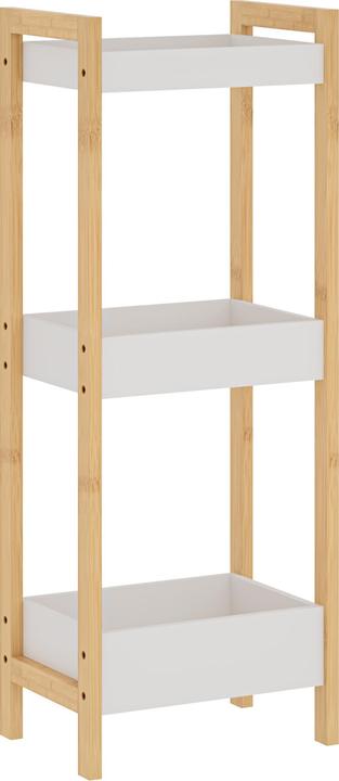 En.Casa Badregal Anun mit 3 Ebenen 75x28x20 cm Bambus Natur/Weiss (28 x 20 x 74.50 cm)
