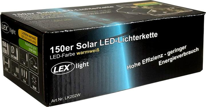 Mojawo 150'er LED Solar Lichterkette Weihnachtsbeleuchtung warmweiss (16 m)