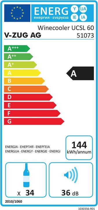 Energie-Label V-ZUG Winecooler UCSL 60 KWUCSL60gr