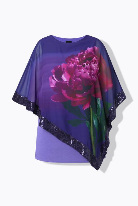 Produktbild Ulla Popken Chiffonbluse, Blüten, U-Boot-Ausschnitt, 3/4-Arm (46, 48)