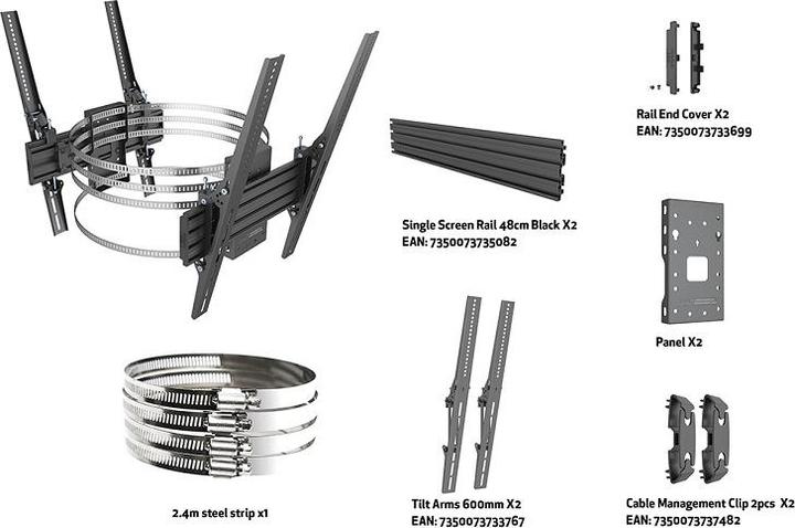 Produktbild Multibrackets Säulen Halterung Dual HD Pro Serie, 32-65"