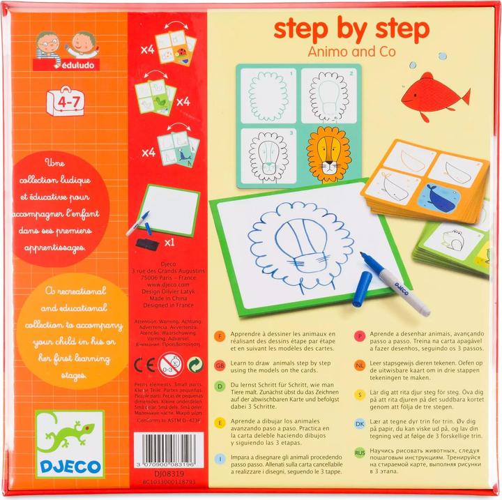 Actual product image Djeco Step by step Animals and Co (French, English, Italian, German)
