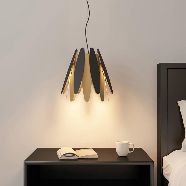Actual product image Lucande Lounit pendant light Black/Gold (E27)