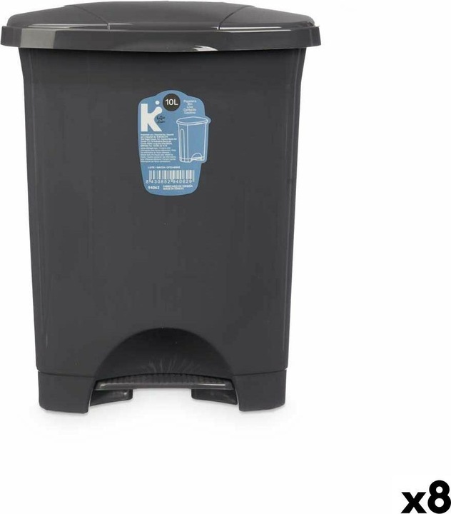 Natec Papierkorb mit Pedal Anthrazit Kunststoff 10 L (8 Stück) (10 l)
