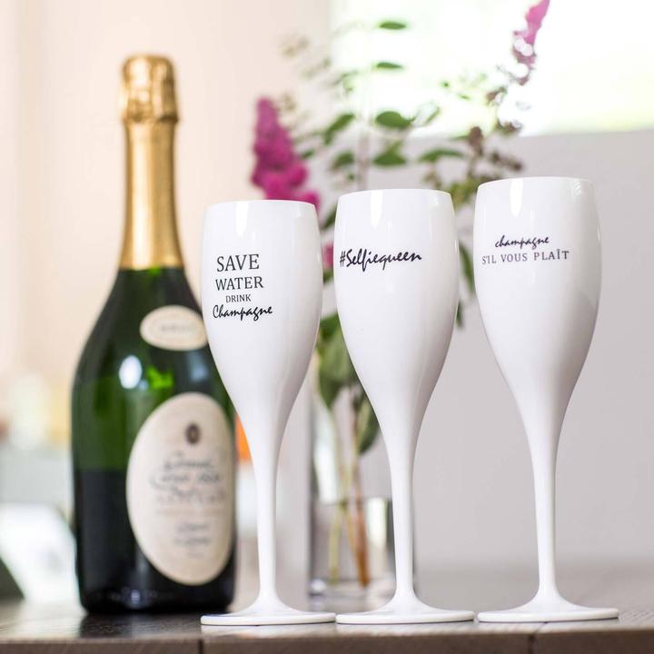 Immagine prodotto Koziol Bicchiere da champagne da 100 ml con stampa CHEERS No. 1 SELFIEQUEEN (10 cl, 1 Occhiali, Bicchieri da champagne)
