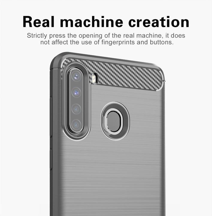Actual product image Cadorabo TPU Ultra Slim carbon stainless steel Combi Cover (Samsung Galaxy A21)