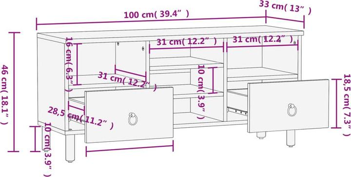 Image du produit vidaXL Meuble TV (100 x 33 x 46 cm)