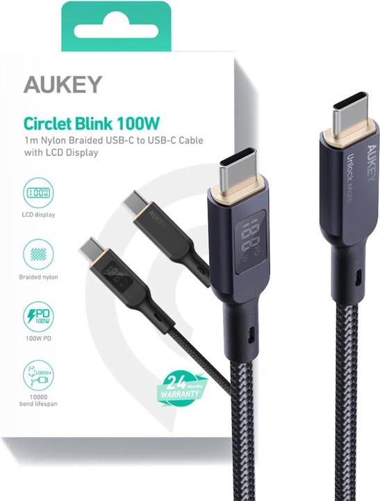 Aukey USB-C – USB-C Display (1.80 m, USB 2.0, 100 W)