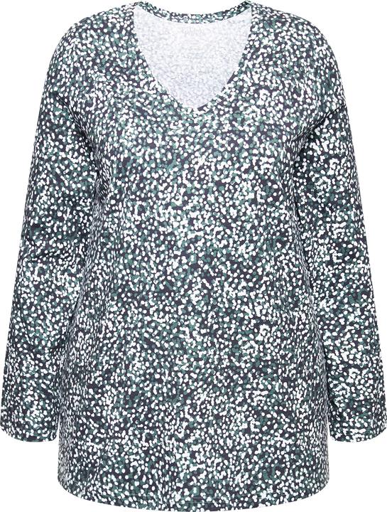 Produktbild Ulla Popken Longshirt, gemustert, A-Linie, V-Ausschnitt, Langarm (50, 52)
