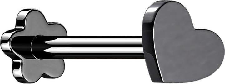 Actual product image Star Piercing Micro threadless labret flower black heart (Titanium, without brass)
