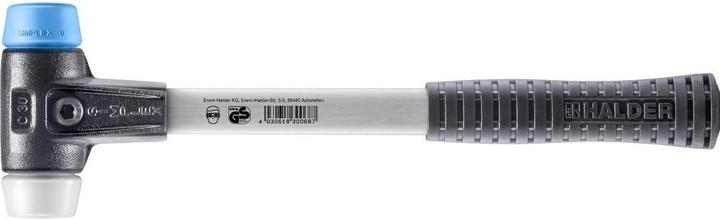 Actual product image Simplex Soft-face mallet with reinforced cast steel housing and fibreglass handle, Ø 30, TPE-soft /