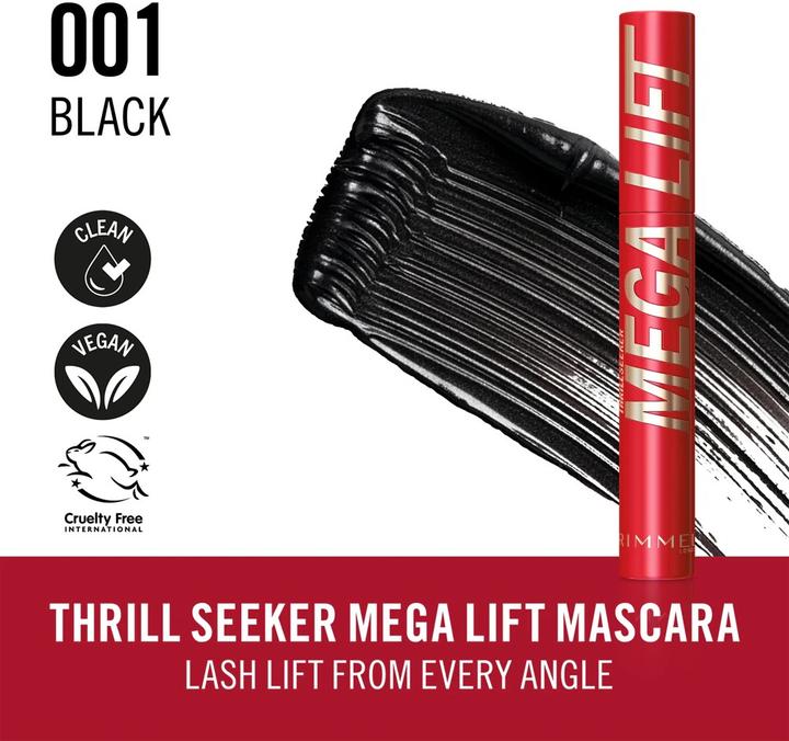 Productafbeelding Rimmel London THRILL SEEKER MEGALIFT Wimperntusche #001 -Schwarz 12,5 ml (001 Zwart)