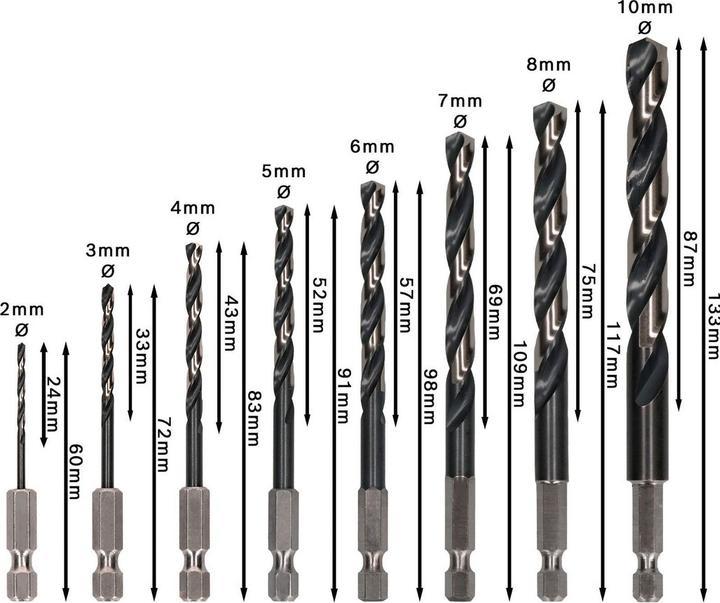 Image du produit Bosch Professional Zubehör PRO Metal HSS-G Impact Ensemble de forets hélicoïdaux, 8 pièces (2 mm, 3 mm, 4 mm, 5 mm, 6 mm, 7 mm, 8 mm, 10 mm)