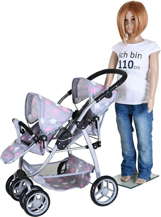 Image du produit Knorrtoys Zwillingspuppenwagen Milo - "star grey pink"