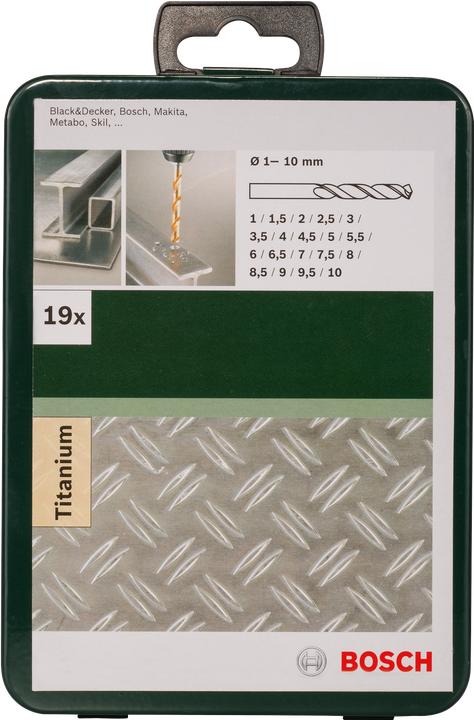 Actual product image Bosch Professional Zubehör 19-piece metal drill bit set HSS-TiN, DIN 338 (1 mm, 1.5 mm, 2 mm, 2.5 mm, 3 mm, 3.5 mm, 4 mm, 4.5 mm, 5 mm, 5.5 mm, 6 mm, 6.5 mm, 7 mm, 7.5 mm, 8 mm, 8.5 mm, 9 mm, 9.5 mm, 10 mm)