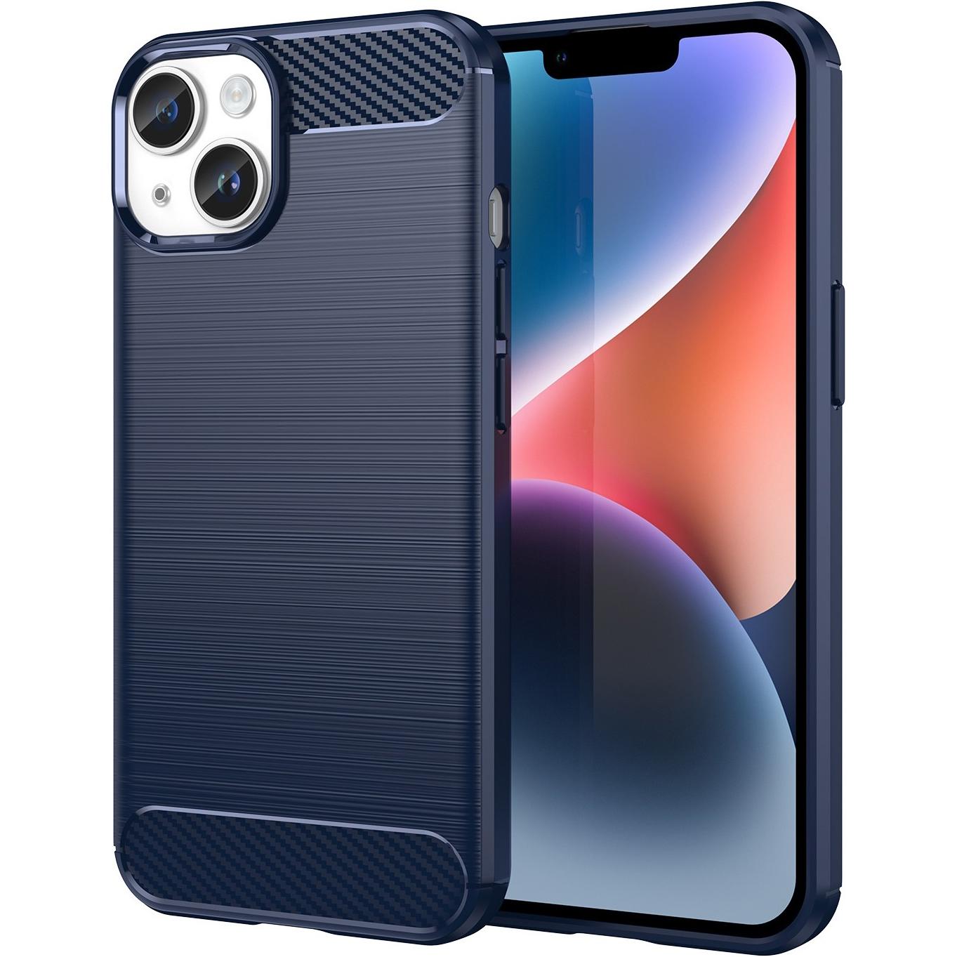 Cadorabo Hülle für Apple iPhone 14 PLUS im TPU Ultra Slim Carbon Edelstahl Kombi Style (Apple iPhone 14 Plus), Smartphon...