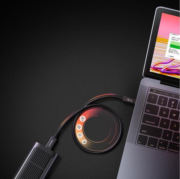 Actual product image Ugreen USB-C to USB-C Cable US501, Gen3, 100W, 8K, 0.8m (Black)