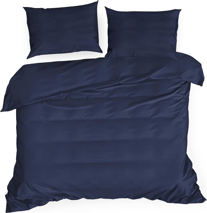 Eurofirany Bettwäsche 160x200 cm glatt aus Baumwoll Satin Marine Blue Dina Diva Linie Farbe (Duvet cover, 160 x 200 cm)