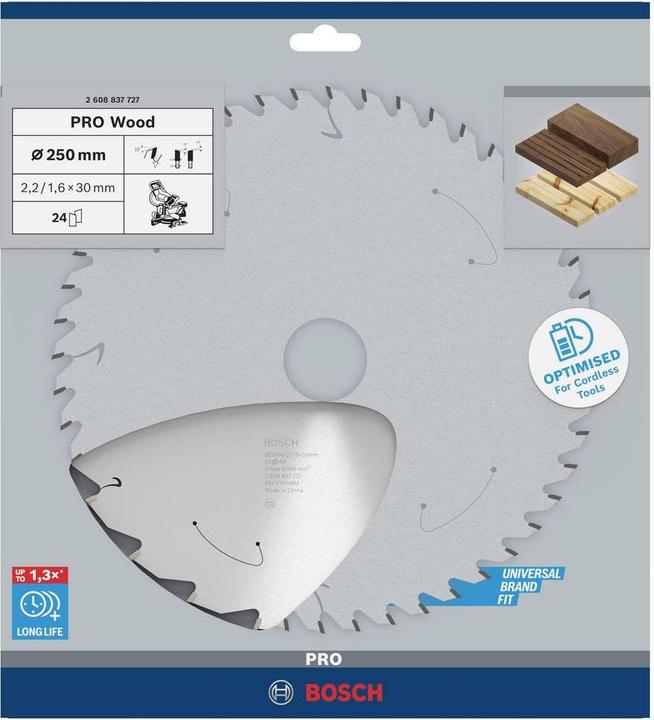 Produktbild Bosch Professional Zubehör PRO Wood cordless Kreissägeblatt, 250 x 2,2 x 30 mm