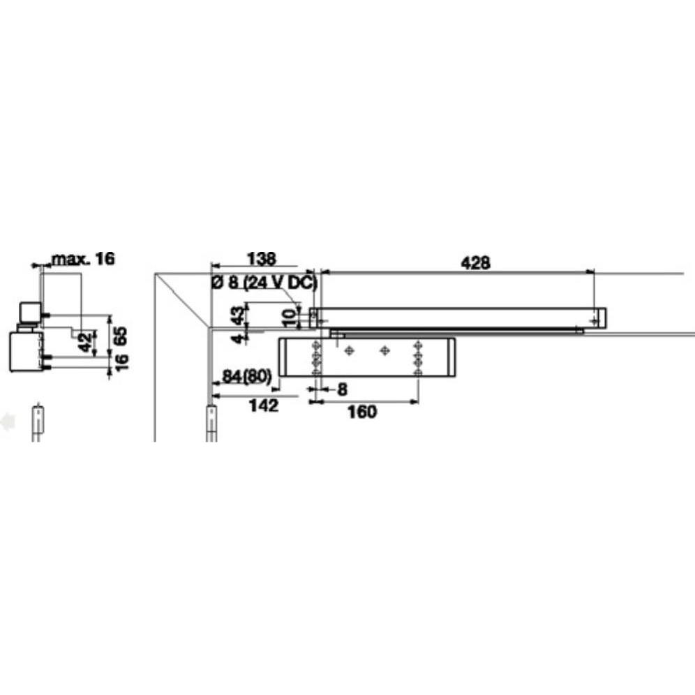 Thumbnail - Dormakaba, Türöffner + Türschliesser, Türschliesser TS 93 B Normalmontage Bandseite EN 2-5 weiss 9010 EN 2-5