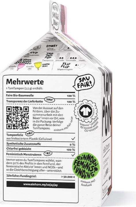 Actual product image Einhorn Condoms Bio-TamTampon Super 2022 (16 x)