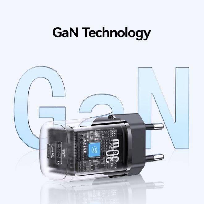 Actual product image Usams Ład. siec. CC254 30W GaN USB-C/USB-A Fast Charging HC Series czarny/black CC254TC01 (30 W)