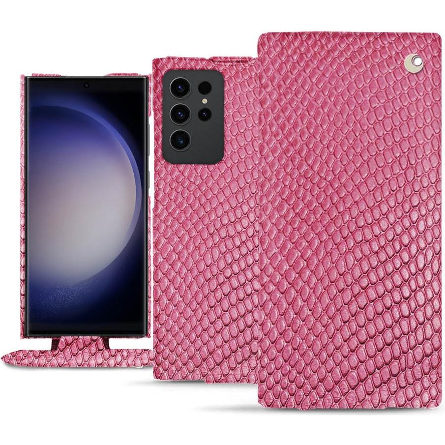 Noreve Lederschutzhülle vertikal (Samsung Galaxy S23 Ultra), Smartphone Hülle, Rosa